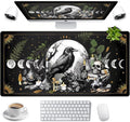 Cute Kawaii Raven Desk Mat XXL Large Extended Gaming Mouse Pad Nature Forest Gothic Mousepad with Stitched Edges, Anime Skull Laptop Keyboard and Mouse Mat Desk Pad for Work Game 31.5x15.7 in