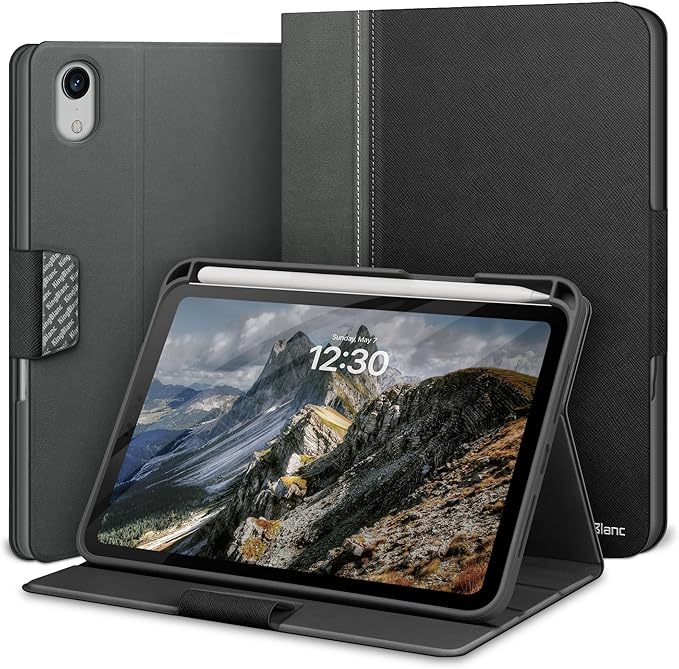 KingBlanc for iPad mini 7 (A17 Pro) Case, iPad mini 7th/6th Generation Case (2024/2021 8.3-inch) with Pencil Holder, PU Leather Stand Cover, Auto Sleep/Wake, Multi-Angle for Viewing/Typing, Black