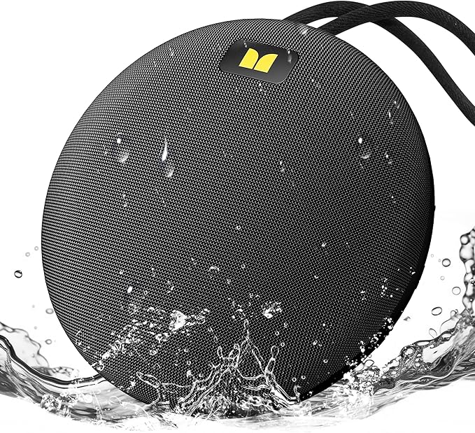 Monster Ripple Shower Bluetooth Speakers, IPX8 Waterproof Shower Speaker, Bluetooth 6.0 with Wireless Stereo Pairing and Hands-Free Calling, Portable Outdoor Speakers, Black