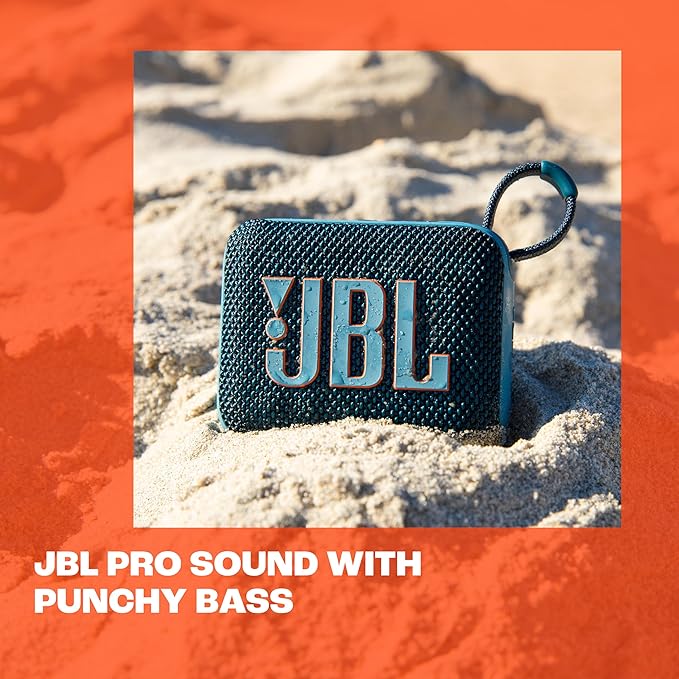 JBL Go 4 - Ultra-Portable, Waterproof and Dustproof Bluetooth Speaker, Big JBL Pro Sound with Punchy bass, 7-Hour Built-in Battery, Made in Part with Recycled Materials (Squad)