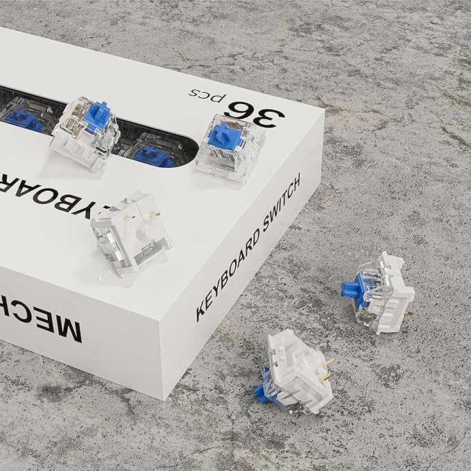 Zhouwang 72PCS Blue Clicky Mechanical Keyboard Switches,3-Pin Hot-Swappable Pre-Lubricated Switch with 2 Kailh Switches,Crisp Click Sound for Gaming Keyboards & 3D Print Accessories