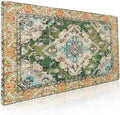 Vintage Rug Mouse Pad XXL Green Orange Retro Carpet Aesthetic Extended Table Mat 90X40 cm Non-Slip Rubber Base Stitched Edge Large Mousepad for Gaming Laptop Computer Desk Top 35.4×15.7 Inch