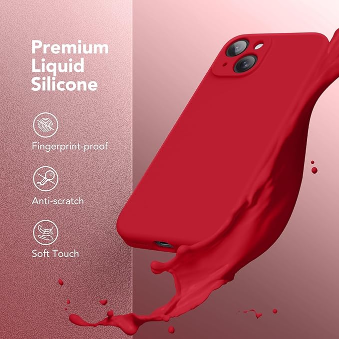 Magnetic for iPhone 14 Case, Compatible with MagSafe, [Full Camera Protection][Screen Protector] Silicone Shockproof Protective Phone Case for iPhone 14 6.1 inch, Deep Red