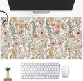 Wild Flowers Gaming Mouse Pad, Floral Cute Keyboard Mouse Mat, Full Desk Protector, Aesthetic Desk Decor 31.5"x15.75"
