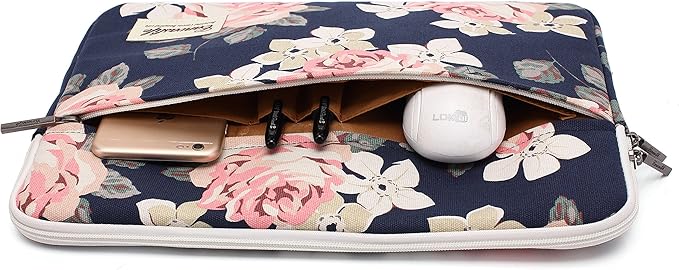Canvaslife White Rose Laptop Sleeve 15 Inch 15 Case and 15.6 Laptop Bag