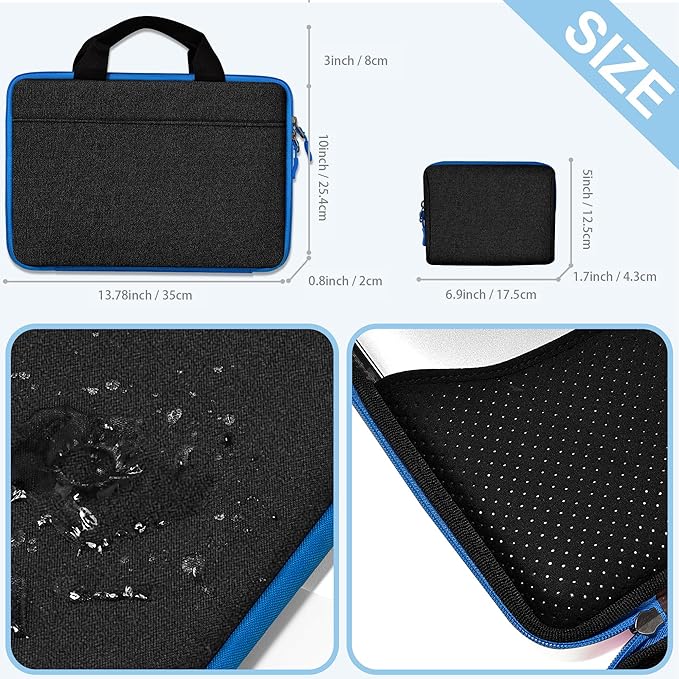 Hseok 13 14 inch Laptop Case Sleeve with Small Case,TSA Computer Handbag Compatible with MacBook Neo/Pro 14 M5/M4/M3/M2/M1,All Models 13.3" MacBook Air/Pro,XPS 13/14,Most 13-14 Notebooks,Black-Blue
