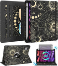 Kidcube for iPad mini 7 Case A17 Pro 2024, for iPad mini 6th Generation Case 8.3 Inch - Women Girls Cute Rotating Stand Folio Cover with Pencil Holder & Card Slot Girly Sun Moon Stars Teens Cover