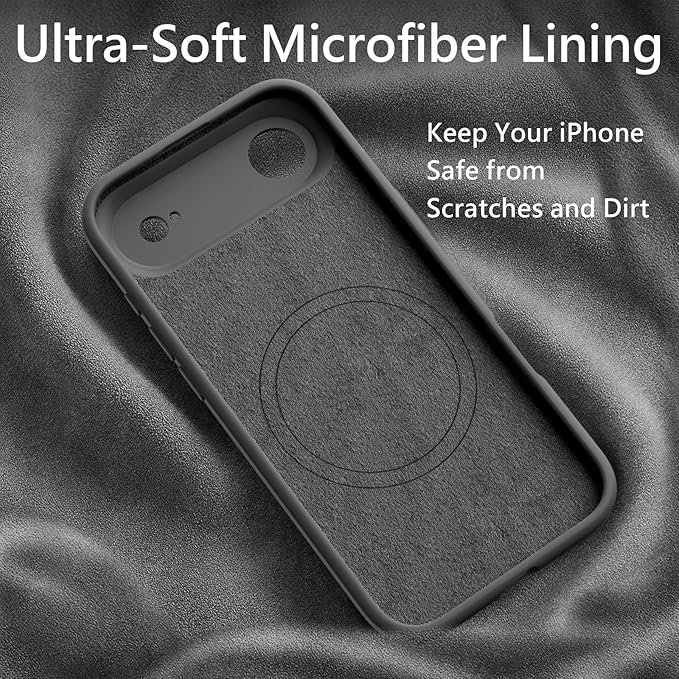 FireNova Magnetic for iPhone Air Case, Compatible with MagSafe, [Integrated Silicone Camera Control Button] [Camera Protection] Microfiber Lining Phone Case for iPhone 17 Air, 6.5", Space Gray