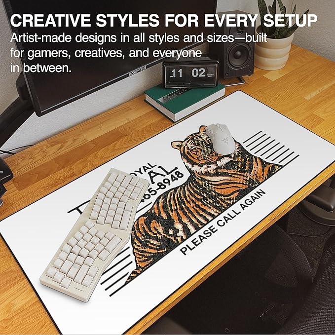 MPCO. Original Large Gaming Desk Mat – 36" x 17" Aeroglyde OZGMX Royal Bengal Original Full Desk Mouse Pad for Smooth Precision – Non-Slip, Washable Extra-Large PC Mouse Pad for Gaming Sessions