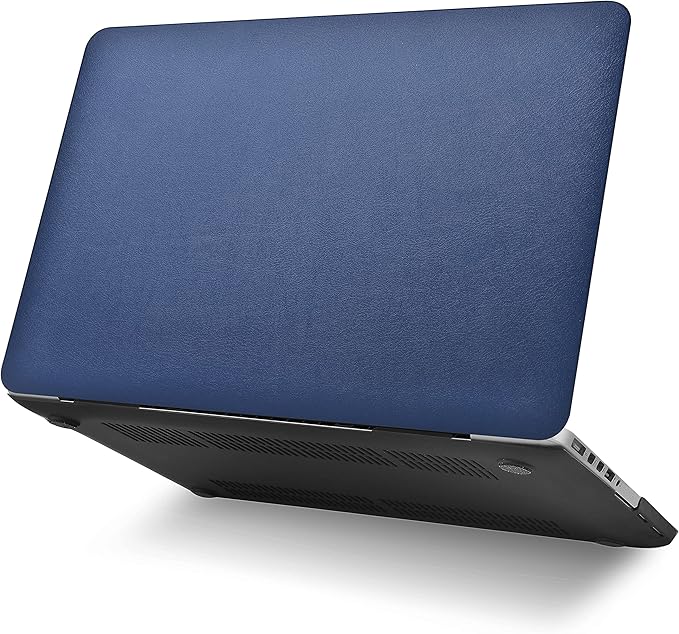 KECC Compatible with MacBook Pro 16 inch Case 2025 2024 2023 2022 2021 Release M4 M3 M2 M1 A3403 A3186 A2991 A2780 A2485 Protective Italian Leather Hard Shell + Keyboard Cover, Navy Blue Leather
