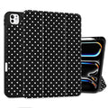 MEEgoodo Case for M5 iPad Pro 11 inch 2025/M4 iPad Pro 11 inch Case 2024, Tablet Cover with Trifold Stand & Pencil Holder & Auto Wake/Sleep & Soft TPU Back Cover, White Polka Dot