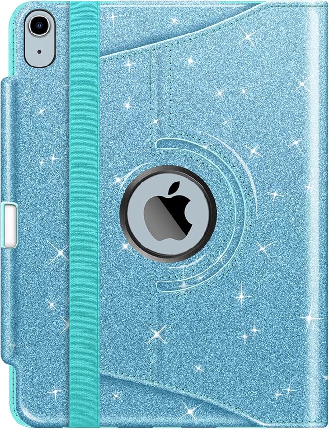 Fintie Rotating Case for iPad Air 11-inch M4/M3/M2 (2026/2025/2024), iPad Air 5th (2022) / 4th Generation 10.9 Inch - 360 Degree Rotating Protective Stand Cover with Pencil Holder, Glittering Blue