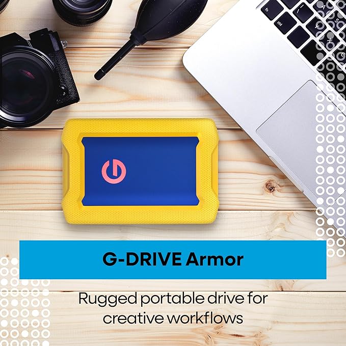 1TB G-Drive ArmorATD Rugged, Durable Portable External HDD, Up to 130MB/s, USB-C (5Gbps), USB 3.2 Gen 1 – SDPHE1G-001T