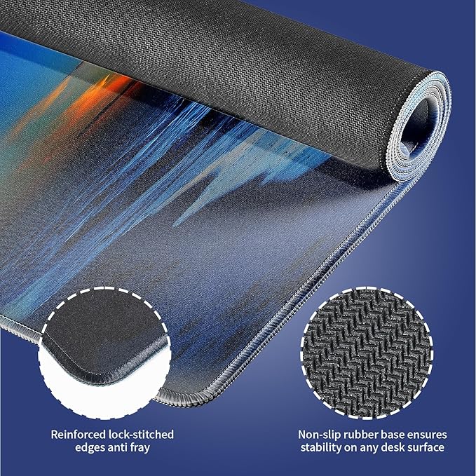 Extra Large Gaming & Office Mouse Pad (31.5" x 11.8") with Durable Stitched Edges – Sunset Glow Over The Blue Ocean Wave Scene, Anti-Slip Base & Smooth Fabric Surface Extended XXL Desk Mat