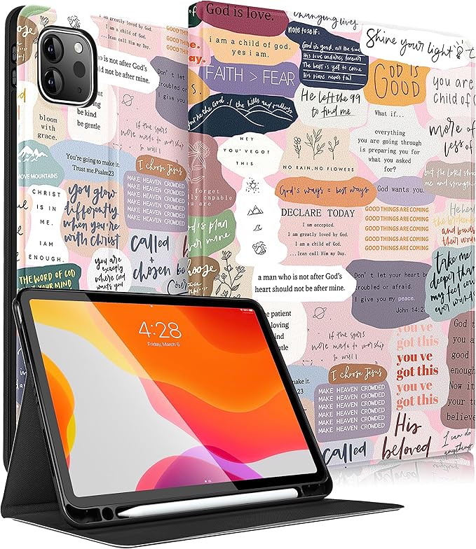Uppuppy for iPad Air 13 Inch M2/M3, Pro 12.9 Case - Cute Women Girls Girly Aesthetic Pencil Holder Folio Cover Quotes for Apple Air 13" 2024/2025, Pro 6th/5th/4th/3rd Generation Case