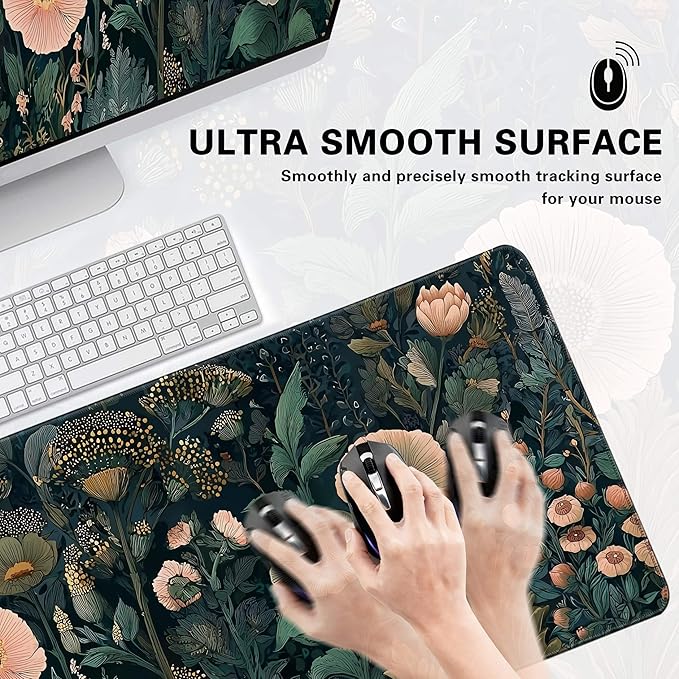 Desk Cover Mat, Cute XXL Large Mouse Pad, Computer Laptop Mat Desk Decor for Office Game Home 31.5 X 15.7 Inch (Black Weeds)