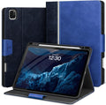 KingBlanc Case for iPad Pro 13 inch (M5 2025/M4 2024) with Pencil Holder, Vegan Leather Stand Cover, Auto Sleep/Wake, Support Pencil Pro/(USB-C), Viewing/Writing Angles, Vintage Notebook Style, Blue