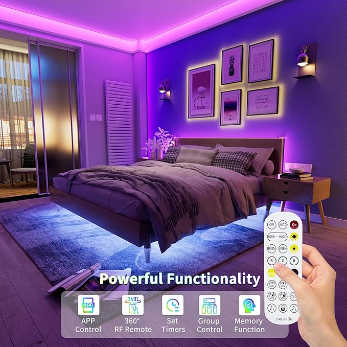 PAUTIX 5V USB RGB COB LED Strip Light 4.92ft/1.5m Color Changing Strip Lights,TV Backlight Multicolor Flexible Under Cabinet Tape Lights with Bluetooth Control for Bedroom,Kitchen,Home DIY Lighting