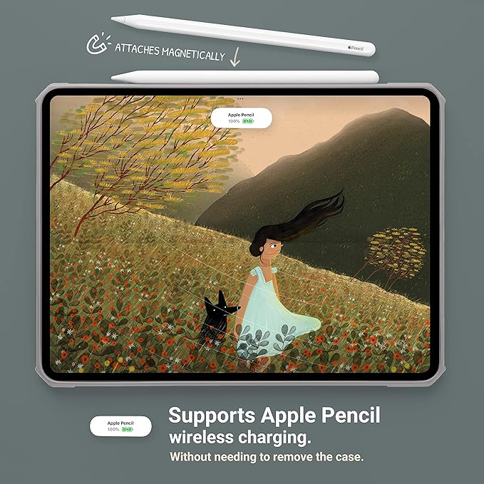 TineeOwl iPad Pro 11 inch Case 2022, 2021, 2020, 2018 (4th, 3rd, 2nd, 1st Generation) Ultra Thin, Clear Back, Flexible TPU Absorbs Shock, Supports Apple Pencil Wireless Charging (Stone/Clear Back)