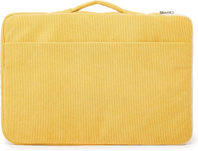 Kinmac Corduroy 360° Protective Water Resistant Laptop Case Bag Sleeve for HP Lenovo Dell ASUS Acer 14 inch Laptop,MacBook Pro 14 inch (Yellow)