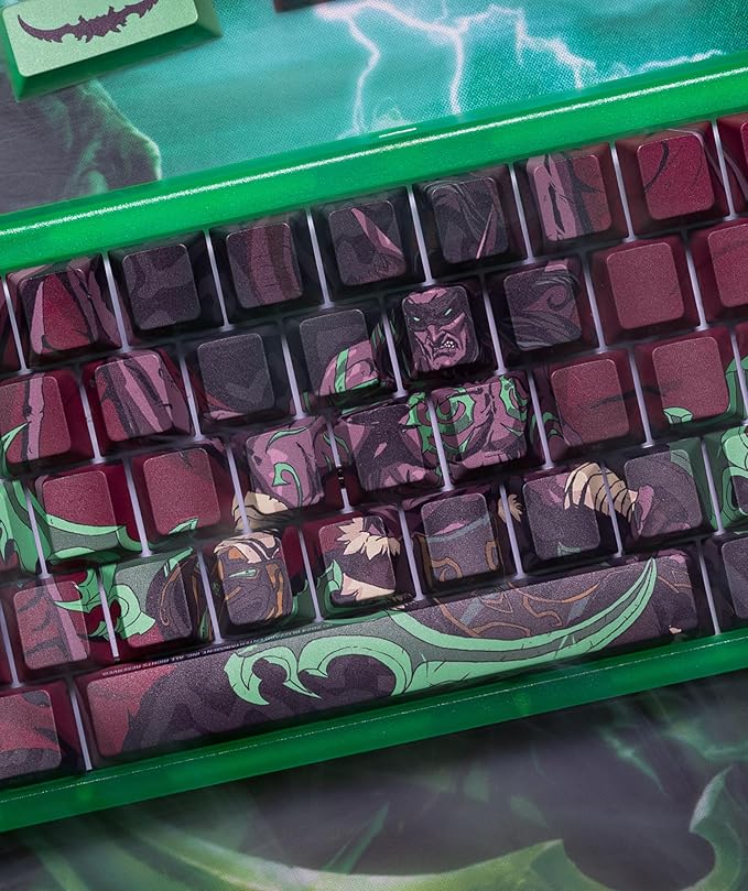 World Of Warcraft Illidan Stormrage Full Art keycap set PBT Dye Sub Keycaps for Mechanical Gaming Keyboards, Cherry MX Switches, Custom Side Print, ANSI ISO Support, US Layout - Officially Licensed