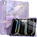 Soke Case for New iPad Pro 13 Inch (M5/M4, 2025/2024 Release), with Pencil Holder Trifold Stand Shockproof [Support Apple Pencil Charging + Auto Wake/Sleep], Soft TPU Back Cover, Lilac Marble