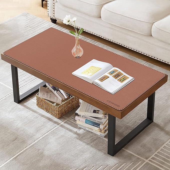 CENNBIE 35.5" x 16" Leather Desk Mat, Non-Slip Waterproof Extra Wide Desk Pad Protector,Computer Mouse Pad for Office Home (Brown)