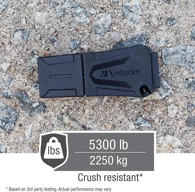 Verbatim 16GB ToughMAX USB 2.0 Flash Drive - Extremely Durable Thumb Drive - Black 70000