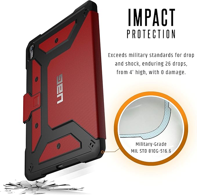 UAG Folio iPad Pro 11-inch (1st Gen, 2018) Case Metropolis [Magma] Feather-Light Rugged Military Drop Tested iPad Cover with Apple Pencil Holder