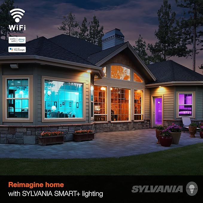 Sylvania WiFi LED Smart Light Bulb, 65W Equivalent Full Color and Tunable White BR30, Dimmable, Works with Alexa and Google Home Only - 4 Pack (75688)