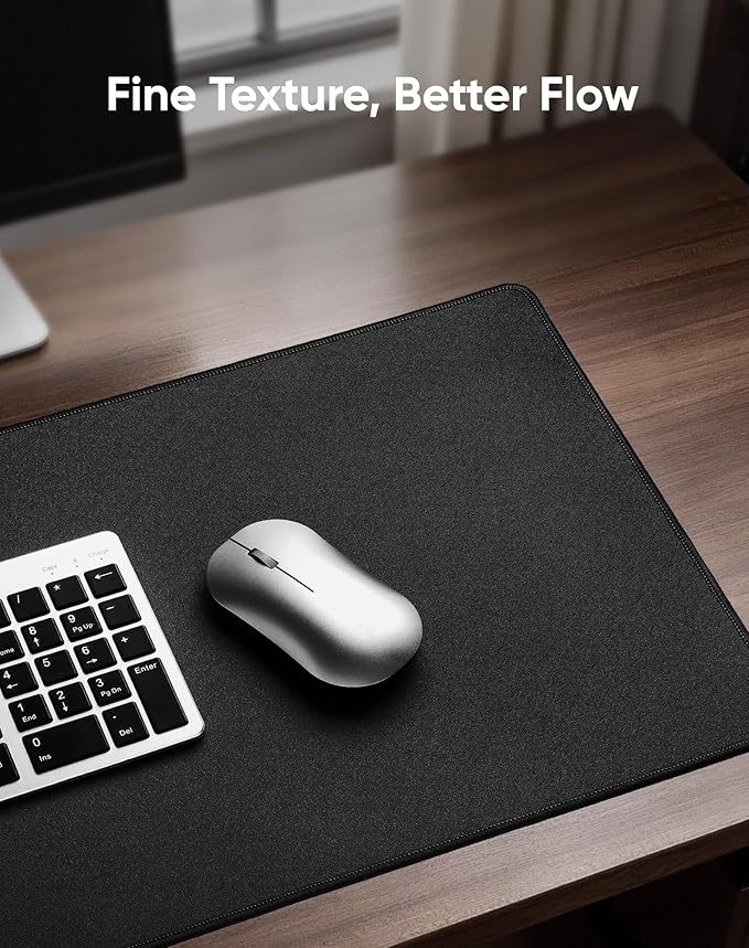 Reniteco Waterproof Large Gaming Mouse Pad with Durable Stitched Edges, Non-Slip Rubber Base, Grainy Jacquard Mouse Mat Desk Pad for Home Office Gaming, 35.4''x15.7''x0.12'', Matte Black