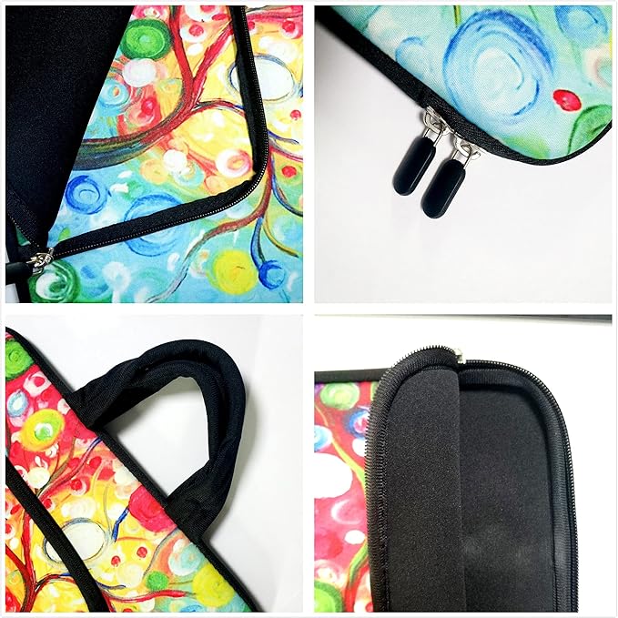 11 11.6 12 12.1 12.5 inches Laptop Sleeve Chromebook Case Ultrabook Case Notebook PC Messenger Bag Tablet Neoprene Handle Sleeve for Adult Men Women, Two Pockets (Colorful Tree)