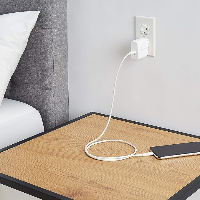 Amazon Basics 65W One-Port GaN USB-C Wall Charger with Power Delivery PD, Foldable Plug, Portable, Fast Charging for Laptops, Tablets & Phones, White