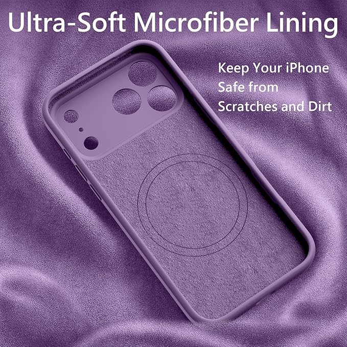 FireNova Magnetic for iPhone 17 Pro Case, Compatible with MagSafe, [Integrated Silicone Camera Control Button] [Camera Protection] Anti-Scratch Microfiber Lining Phone Case, 6.3", Light Purple