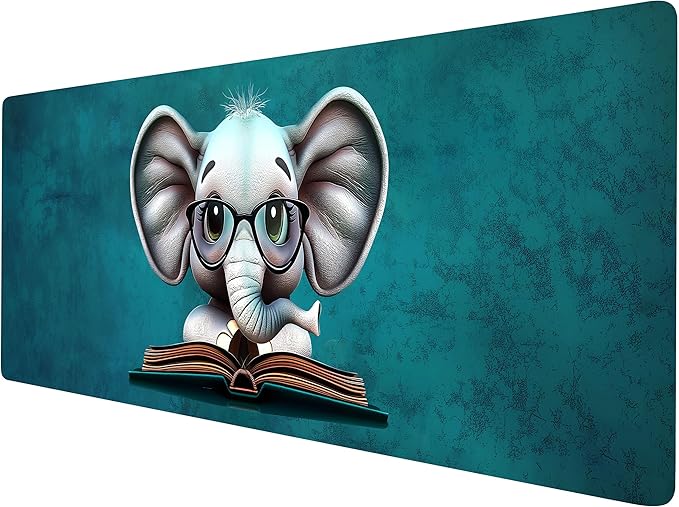 Elephant Mouse Pad Cute Large with Stitched Edges 31.5 x 11.8, Desk Pad Desk Mat for Desktop Decor and Accessories Workplace Home XXL Mouse Pad for Gaming Office Big Mousepad