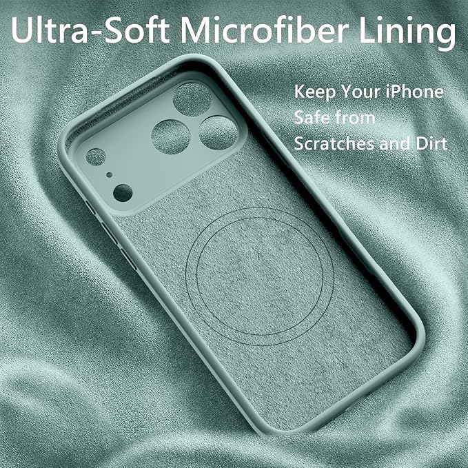 FireNova Magnetic for iPhone 17 Pro Case, Compatible with MagSafe, [Integrated Silicone Camera Control Button] [Camera Protection] Anti-Scratch Microfiber Lining Phone Case, 6.3", Mint Green