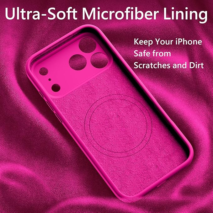 FireNova Magnetic for iPhone 17 Pro Max Case, Compatible with MagSafe, [Integrated Silicone Camera Control Button] [Camera Protection] Anti-Scratch Microfiber Lining Phone Case, 6.9", Hot Pink