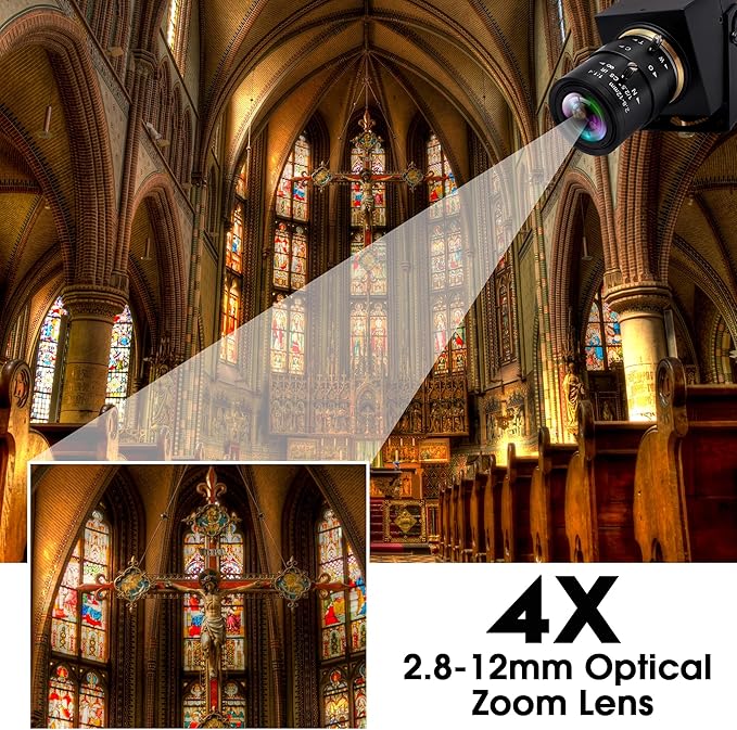 HDMI USB Camera 4K Webcam Simultaneous Output Video Conference Camera 4X Optical Zoom Lens Close up USB Computer Web Camers Plug and Play for Live Streaming Education Medical Teaching
