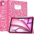 Soke Case for New iPad Air 11 Inch (M4/M3/M2, 2026-2024), iPad Air 5th/4th Generation 10.9 Inch (2020-2022) with Pencil Holder, Soft TPU Back Cover & Auto Sleep/Wake, Book Hot Pink