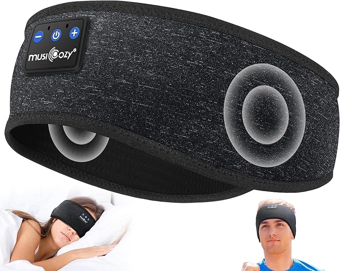 MUSICOZY Sleep Headphones Bluetooth 5.4 Headband, Wireless Earphones Music Sleep Earbuds Sleeping Eye Mask with HD Stereo Speakers for Workout Running Travel Yoga, Ideal Gifts for Men Women Mom Dad