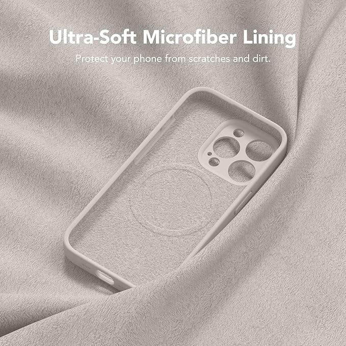 Magnetic for iPhone 15 Pro Max Case, Compatible with MagSafe, [Full Camera Protection][Screen Protector] Silicone Shockproof Protective Phone Case for iPhone 15 Pro Max 6.7", Stone