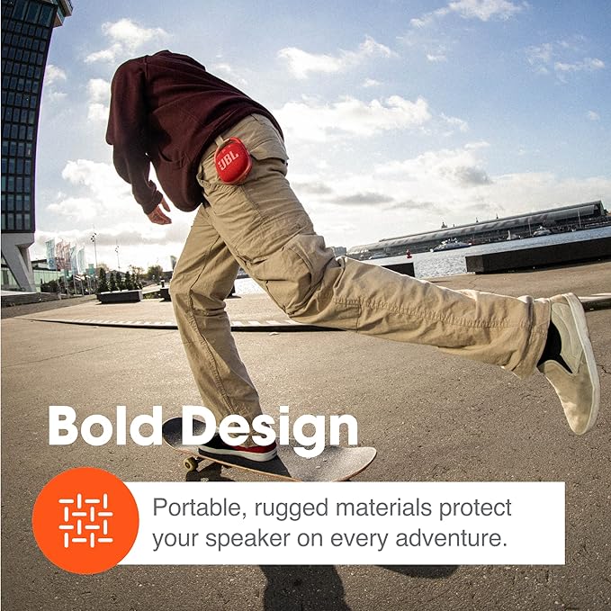 JBL Clip 4, Black/Orange - Portable Bluetooth 5.1 Speaker - Up to 10 Hours of Play - Waterproof & Dust Resistant - Includes Noise & Echo-Canceling Speakerphone