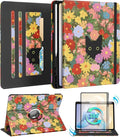 Kidcube for Samsung Galaxy Tab A9 Plus Case 11 Inch - for Women Girls Cute Rotating Stand Folio Cover with Pencil Holder & Card Slot Girly Kawaii Cat Flowers Design for Samsung A9 Plus Tablet Cases