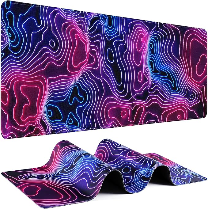 Gaming Mouse Pad - (31.5"×11.8") Topographic Large Mouse Pads for Desk - Desk Mat for Keyboard and Mouse with Non-Slip Base, Desks Pad Matfor Game/Office & Home