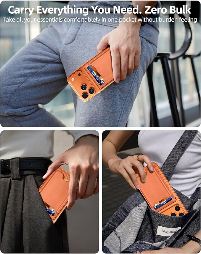 ExtreLife For Magsafe Wallet with Money Clip, Strongest Magnetic Wallet for iPhone 17/16/15/14/13/12 Series, Adjustable Stand, ID Window, 5 Card Holder, RFID Blocking, Not for 13/12 Mini, Orange