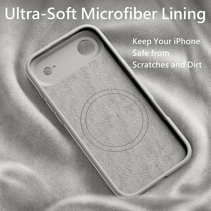 FireNova Magnetic for iPhone Air Case, Compatible with MagSafe, [Integrated Silicone Camera Control Button] [Camera Protection] Microfiber Lining Phone Case for iPhone 17 Air, 6.5", Natural Titanium