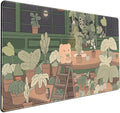 Cute Desk Mat Kawaii Bear Mousepad Cute Anime Plant Desk Protector, Kawai Aesthetic Brown and Green Forest Keyboard Mat, Large Mouse Pad XXL Gaming Desk Pad XL Office Home Decor for Women Girls