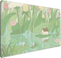 Kawaii Green Desk Mat Cute Mouse Pad Japanese, Flowers and Plants Keyboard Mat, Anime Aesthetics Large Mousepad XXL Gaming Desk Pad XL Office Home Decor for Women Girls Keyboard Pad 31.5"x15.75"