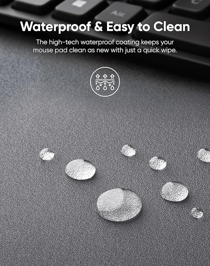 Reniteco Waterproof Large Gaming Mouse Pad with Durable Stitched Edges, Non-Slip Rubber Base, Grainy Jacquard Mouse Mat Desk Pad for Home Office Gaming, 31.5''x11.8''x0.12'', Matte Gray
