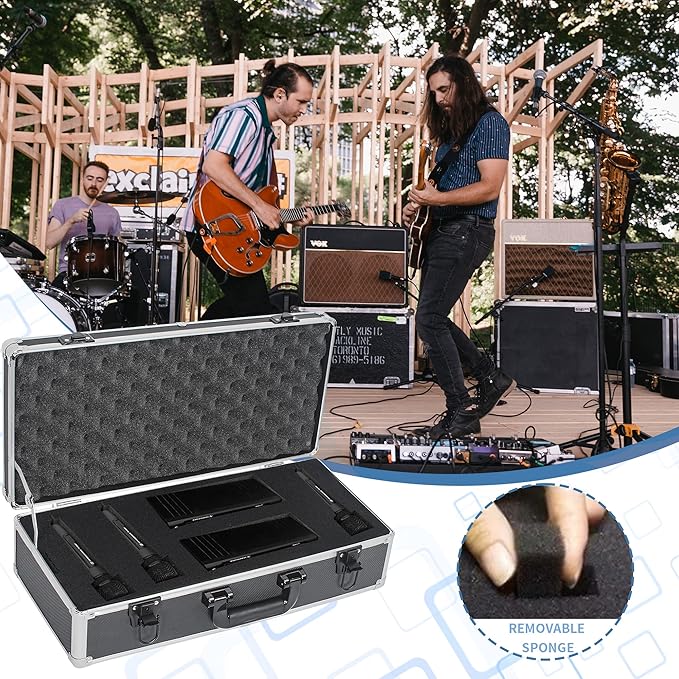 20 Inch Hard Carrying Case Ideal for Wireless Mic System Storage & Camera Gear Transportation, Aluminum Alloy Sturdy Build, Customizable Pre-Diced Foam, Black